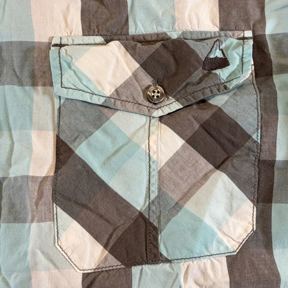 Burton Button Up Shirt Mens Large Blue Plaid Short Sleeve Casual Outdoor Pocket - Picture 3 of 6